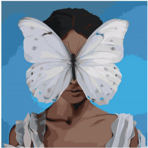 Девушка с бабочкой 100х100 Раскраска картина по номерам на холсте