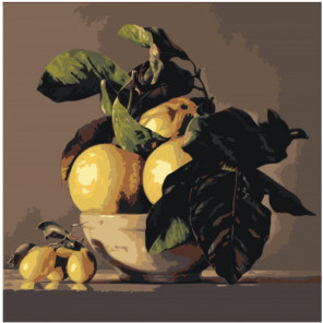 Натюрморт с фруктами Лимоны 80х80 Раскраска картина по номерам на холсте