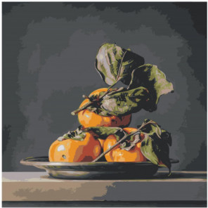 Натюрморт с фруктами Хурма 100х100 Раскраска картина по номерам на холсте