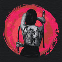 Девушка с татуировкой дракона/ Катана 80х80 смРаскраска картина по номерам на холсте с неоновыми красками