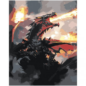 Огнедышащий дракон Раскраска картина по номерам на холсте