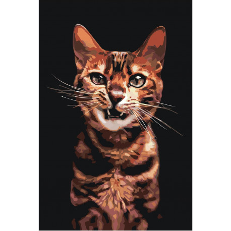 Злой рычащий кот 80х120 Раскраска картина по номерам на холсте
