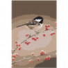 Птичка на ветке с ягодами 80х120 Раскраска картина по номерам на холсте