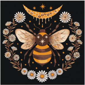 Пчела и цветы 100х100 Раскраска картина по номерам на холсте