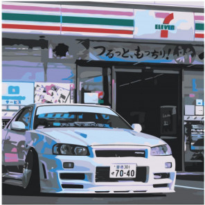 Skyline GTR 80х80 Раскраска картина по номерам на холсте
