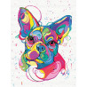  Французский бульдог на празднике/ Радужные собаки Раскраска картина по номерам на холсте с неоновыми красками AAAA-RS052