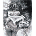 Девушка / Прогулка с велосипедом Раскраска картина по номерам на холсте