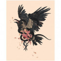 Ворон в японском стиле Раскраска картина по номерам на холсте