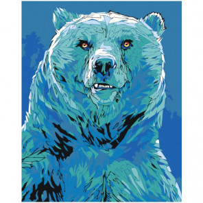 Белый медведь в синих тонах 100х125 Раскраска картина по номерам на холсте