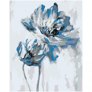 Голубой цветок абстракция 80х100 Раскраска картина по номерам на холсте
