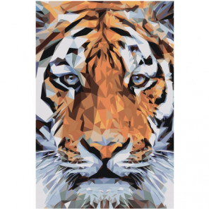 Морда тигра геометрика 80х120 Раскраска картина по номерам на холсте