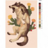 Кричащий волк с цветами 100х150 Раскраска картина по номерам на холсте