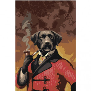 Портрет собаки с трубкой 80х120 Раскраска картина по номерам на холсте