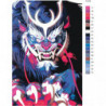 Синяя японская маска демона Раскраска картина по номерам на холсте