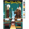 Небоскребы и Статуя Свободы в Нью-Йорке, США 80х120 Раскраска картина по номерам на холсте