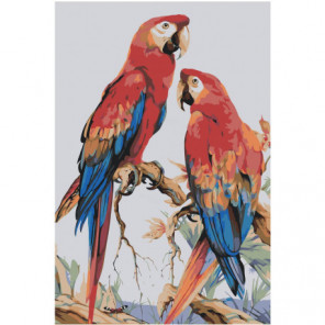 Пестрые попугаи 100х150 Раскраска картина по номерам на холсте