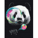  Панда с мыльными пузырями 75х100 см Раскраска картина по номерам на холсте с неоновыми красками AAAA-RS121-75x100