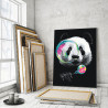 Пример в интерьере Панда с мыльными пузырями 75х100 см Раскраска картина по номерам на холсте с неоновыми красками AAAA-RS121-7