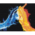 Взаимное притяжение / Огонь и вода Раскраска картина по номерам на холсте с неоновыми красками