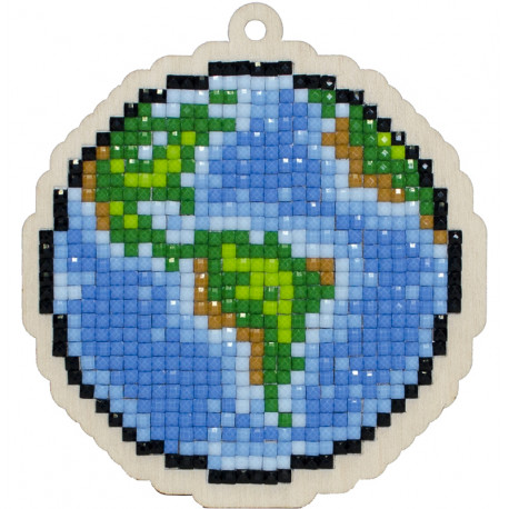  Планета Земля Алмазная мозаика подвеска Гранни Wood W0288