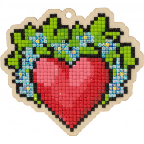 Внешний вид коробки Сердце Алмазная мозаика подвеска Гранни Wood W0331