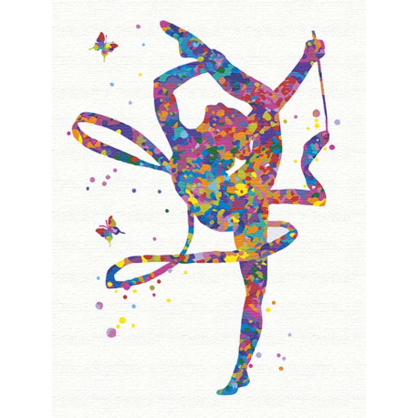  Гимнастка с лентой 60х80 см Раскраска картина по номерам на холсте с неоновыми красками AAAA-RS124-60x80