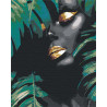  Африканка и листья 80х100 см Раскраска картина по номерам на холсте с металлической краской AAAA-RS107-80x100