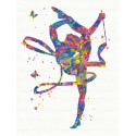Гимнастка с лентой Раскраска картина по номерам на холсте с неоновыми красками