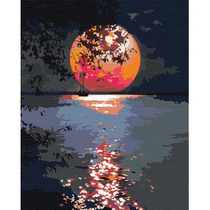  Лунная дорожка / Полная луна Раскраска картина по номерам на холсте с неоновыми красками AAAA-RS108