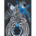  Зебра с синими цветами 75х100 см Раскраска картина по номерам на холсте AAAA-RS126-75x100