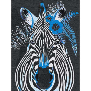  Зебра с синими цветами Раскраска картина по номерам на холсте AAAA-RS126