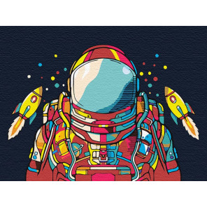  Космонавт и ракеты 60х80 см Раскраска картина по номерам на холсте с неоновыми красками AAAA-RS127-60x80