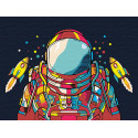 Космонавт и ракеты Раскраска картина по номерам на холсте с неоновыми красками