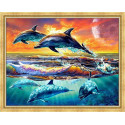  Счастливые дельфины Алмазная мозаика на подрамнике WB2348
