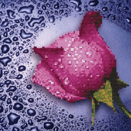 Розовая роза Алмазная частичная вышивка (мозаика) Color Kit