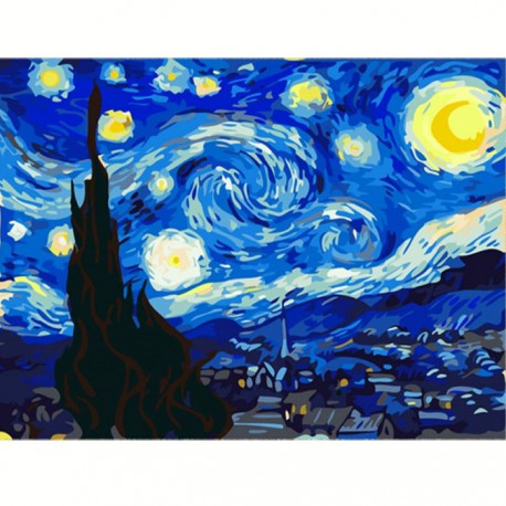 Звездная ночь, Ван Гог Алмазная вышивка (мозаика) на подрамнике Color Kit