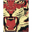 Рычащий тигр 80х100 Раскраска картина по номерам на холсте