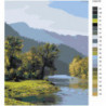 Пейзаж река в горах 80х100 Раскраска картина по номерам на холсте