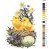 Цыплята с цветами Раскраска картина по номерам на холсте