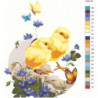 Цыпленок с цветами Раскраска картина по номерам на холсте