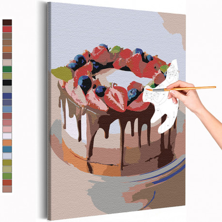  Клубничный торт Раскраска картина по номерам на холсте AAAA-RS138