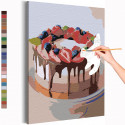Клубничный торт Раскраска картина по номерам на холсте