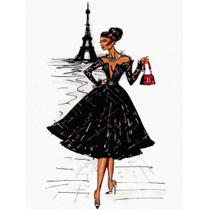  Парижская модница Раскраска картина по номерам на холсте KH1011
