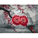 Цветы сакуры Раскраска картина по номерам на холсте
