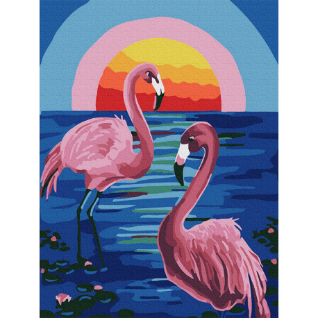  Розовые фламинго Раскраска картина по номерам на холсте KH1003