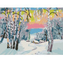Зимний пейзаж Раскраска картина по номерам на холсте