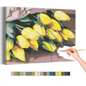  Жёлтые тюльпаны Раскраска картина по номерам на холсте AAAA-RS142