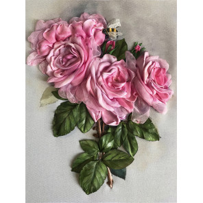  Ветка с розами Набор для вышивки лентами Многоцветница МЛ(Н)-4004