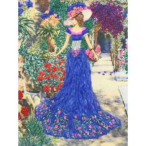  Дама с корзиной цветов Набор для вышивания лентами Многоцветница МЛ(Н)-3006