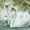 Белые лебеди Алмазная вышивка мозаика Риолис